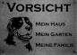 Mobile Preview: Edelstahl Warnschild Großer Schweizer Sennenhund VORSICHT Mein Haus mein Garten meine Familie